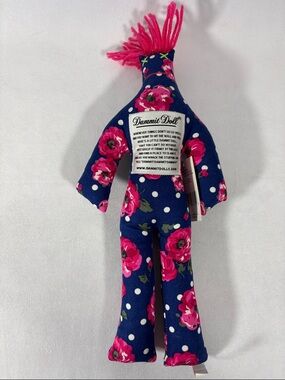 Dammit Doll Floral Polka Dot Plush - Navy & Hot Pink